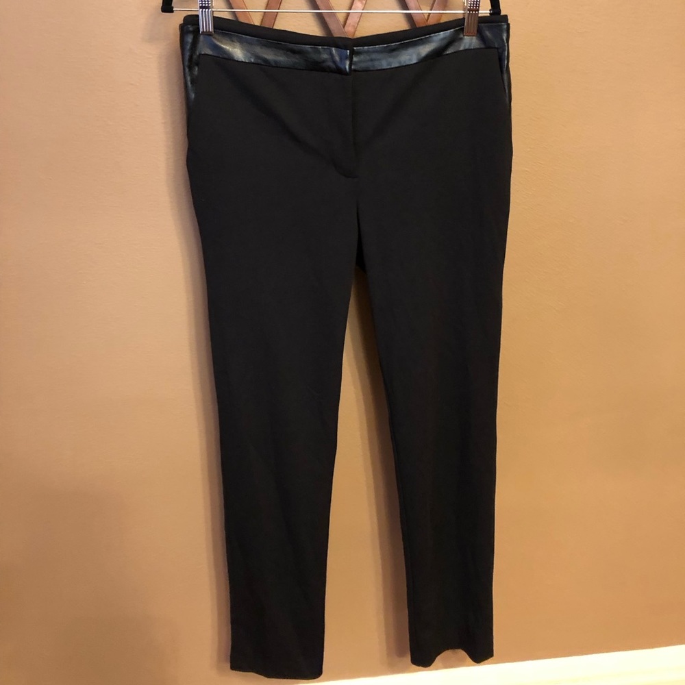 Black leather accent pant